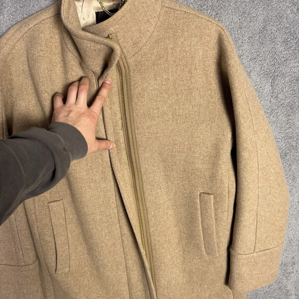 J Crew Stadium Cloth Coat Women 8 Cocoon Italian Nello Gori Wool Pea Camel Brown - Picture 4 of 11